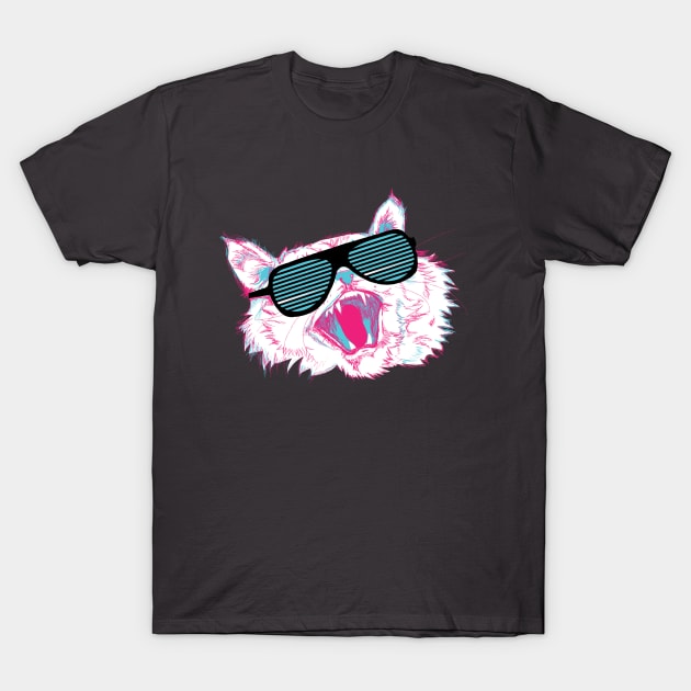 Awesome Totally Rad 80's Sunglass Cat T-Shirt by HungryDinoDesign